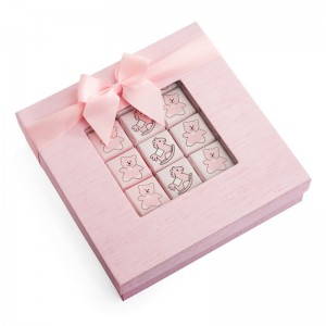 Ροζ κουτί καραμελών χαρτί με κορδέλα